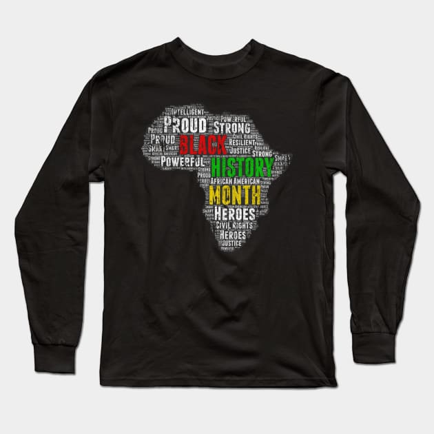 Black History Month Africa Shape Long Sleeve T-Shirt by blackartmattersshop